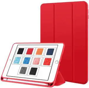 DuraSafe Cases for iPad PRO 11 Inch 1 Gen 2018 [ PRO 11 1st ] A1980 A1934 A2013 A1979 MU0T2LL/A MU0Y2LL/A MTXN2LL/A MTXP2LL/A Durable Shock Proof TPU Silicone Back Case with Pencil Holder - Red