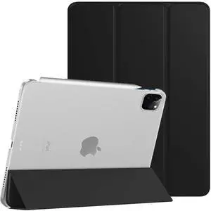 DuraSafe Cases for iPad Pro 12.9 5 4 Gen [ PRO 12.9 inch 5th 4th ] A2378 A2461 A2379 A2462 A2229 A2069 A2232 A2233 A1876 A2014 Trifold Hard Smart PC Translucent Back Cover - Black