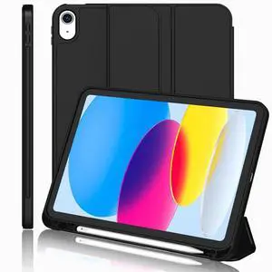iMieet iPad (A16) Case/iPad 10th Generation Case [11-Inch 2025/10.9 Inch 2022] with Pencil Holder, Trifold Stand Smart Cover with Soft TPU Back,Auto Wake/Sleep(Black)