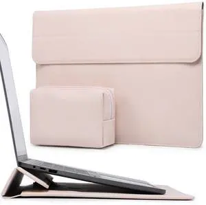 HYZUO 15-16 Inch Laptop Sleeve Case with Stand Feature for MacBook Pro 16 M4/M3/M2/M1 Pro/Max 2025-2019, XPS 15, MacBook Pro 15 2015-2012, Samsung Galaxy Book Flex/Pro 15, Apricot