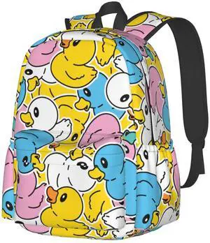 Jbofyee Colorful Rubber Ducks Laptop Backpack For Men Women, Cute Ducky Lightweight Daypack Bookbag For Daily Commutes Business Travel Hiking