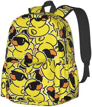Jbofyee Funny Rubber Duck With Sunglasses Laptop Backpack For Men Women, Lightweight Daypack Bookbag For Daily Commutes Business Travel Hiking