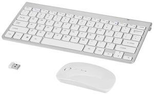 Keyboard Mouse Combo, 2.4GHz Slim Keyboard and Mouse Kit for Desktop, Computer, PC(Silver)