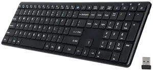 Wireless Keyboard-2.4G Ultra Slim Quiet Full Size Cordless USB PC Computer Keyboard,Number Pad,19 Multimedia Keys,Plug&Play,Lag-Free Ergo,2 Long Battery for Desktop Laptop Smart TV,MAC,Windows,QWERTY