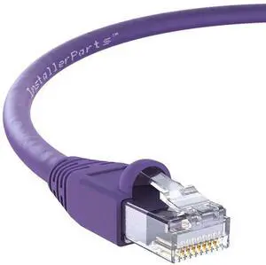 InstallerParts Ethernet Cable CAT6A Cable UTP Booted 25 FT - Purple - Professional Series - 10Gigabit/Sec Network/High Speed Internet Cable, 550MHZ