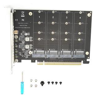 Ejoyous M.2 NVME PCIE Adapter, PCIE 4.0 3.0 Adapter Extension Card 4 Port M.2 NVMe SSD to PCIE X16 M Adapter Card Hard Drive Converter Reader Expansion Card (ph44)