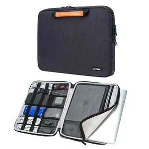 iCozzier 15-15.6 Inch Handle Electronic Accessories Strap Laptop Sleeve Case Bag Protective Bag for 15" MacBook Air/MacBook Pro/Pro Retina Cover - Black