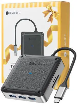 USB C Hub, IAMAKER 8 Port USB-C Hub Multiport Adapter, 4K@60Hz HDMI Port & 1Gbps Ethernet & 100W Power Delivery & 3 Port USB 3.0 Data Ports & SD and TF Card Reader, USB C Splitter Dongle