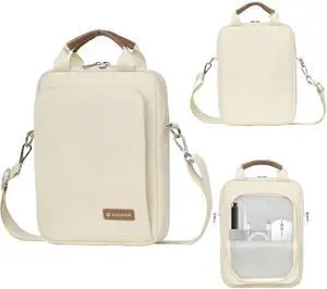 Kailaien 7-9 Inch Tablet Sleeve Bag, Ipad Bag for iPad mini 6/5/4/3/2,Samsung Galaxy Tab A7 Lite 8.7" / Tab A 8.0",Kindle 2022/10/9/8/7/6,eReader,with Removable Shoulder Strap (Beige)
