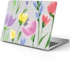 Idocolors Elegant Tulip Case Compatible with MacBook Air 13 Inch(Models A1932/A2179/A2337), Transparent Frosted Protective Hard Case Anti Scratch Cover for MacBook Air 13"