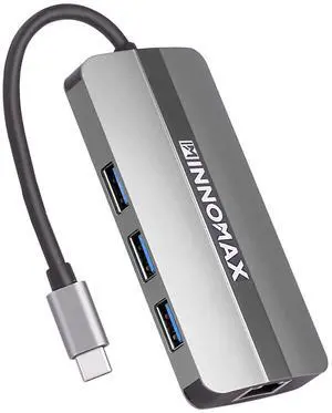 USB C Hub Ethernet, INNOMAX 6 in 1 USB C to USB 3.0 Hub, Multiport Adapter with HDMI 4K 30Hz, 100W Power Delivery, 1000M Ethernet, 3 USB 3.0 5Gbps Fast Data Ports for MacBook Pro Air, iPad and More
