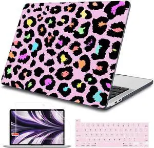 Tuiklol for 2022 MacBook Pro 13 inch M2 Clip, 2021 2020 Release M1 A2338 A2289 A2251, Plastic Hard Shell Case with Keyboard Cover for MacBook Pro 13" with Touch Bar Fits Touch ID, Wild Leopard Color