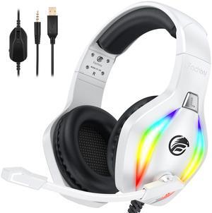 Fachixy FC100 Gaming Headset with Microphone for PS4, PS5, Switch, Xbox, PC, Mac, Gamer Headset with RGB Light, Computer Headphones with Mic