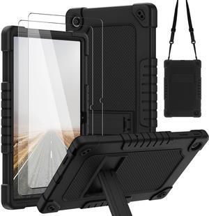 Kebiory for Onn 11 Tablet Pro Tablet Case,with Tempered Screen Protector Shoulder Strap Stand Kids Friendly Shockproof Case for Walmart Onn 11 Inch Pro 2023 (Model:100110027) (Black/Black,2 Pcs)