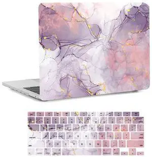 Laptop Hard Case Compatible with MacBook Pro 13 Inch Case 2015 2014 2013 2012 Release with Retina Display Model A1502 A1425, Plastic Hard Shell Case Cover & Keyboard Cover Skin, Purple Marble