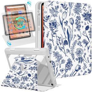 Kidcube for Kindle Fire HD 10/10 Plus Tablet Case - 13th/11th Generation (2023/2021) 10.1" Women Girls Cute Girly Pretty Floral Rotating Stand Pencil Holder Folio Cases for  Fire HD 10/10 Plus