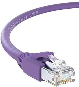 InstallerParts Ethernet Cable CAT8 Cable 15 FT - Purple - Professional Series - 40Gigabit/Sec Network/High Speed Internet Cable for Router, Modem,Gaming/2000 MHZ, 24AWG