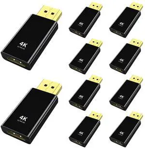 4K DisplayPort to HDMI Adapter 10 Pack,24K Gold Plated Uni-Directional Display Port DP to HDMI Passive Adapter Compatible for HP, HDTV, AMD, NVIDIA,Dell, GPU,Projector, PC,Desktop