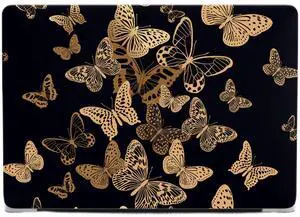 Fulbrio Arts Compatible with MacBook Pro 13 inch Hard Shell Matte Finish Case Skin, 2022, 2021,2016-2022 Release A2251/A2289/A2338 Slim Matte Finish Hard Shell with Keyboard Cover,Golden Butterfly
