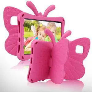 FunnyWin Kindle Fire HD 8 2020 Tablet Case Kids HD 8 2020 10th 12th Generation Butterfly Case with Kickstand Light EVA Full Boby Rugged Shockproof Kid-Proof Kids Tablet Cover for Girls Gift (Rose)