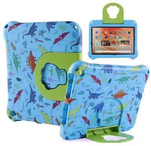Fire HD 8 2020 2022 2024 Tablet Case Kids, FunnyWin Fire HD8 12th Generation Kids Tablet Cover Dinosaur EVA Kid-Proof with Stand Handle Shockproof Kid-Friendly Durable Case for Boy Girl (KL)