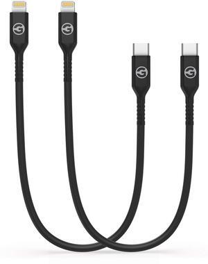 GALVANOX Short iPhone Charging Cable (2 Pack) Apple MFi Certified USB C to Lightning 1ft Braided Charger Cords Compatible with iPhone 11/12/13/14 Pro Max (Black)