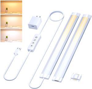LAMPAOUS Under Desk Light,12Inch Shelf Lights Strip,LED Under Cabinet Lighting Dimmable,USB LED Light Bar with Plug in Cord for Kitchen,Workbench,Cupboard,3000K/4000K/6000K Color Changing,2pcs