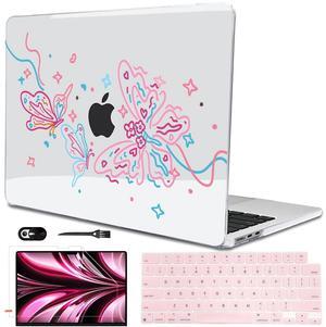 LCMOCICO Case Compatible with MacBook Air 13.6 inch 2025 2024 2023 2022 Release Model M2 A2681 M3 A3113 M4 A3240 Cover, Pattern Plastic Hard Shell Case for Mac Air M4 2025 Touch ID, Drawing Butterfly