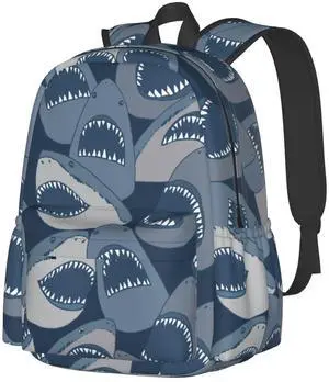 Jbofyee Angry Sharks Sea Animal Laptop Backpack For Men Women, Lightweight Daypack Bookbag For Daily Commutes Business Travel Hiking