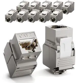 LEENUE 12 Pack RJ45 Keystone Jack Cat7, Gold-pated Keystone Modul for CAT7 CAT6A CAT6 Network Cable PoE, RJ45 Connector, Ethernet Patch Network Cable, Ethernet Socket and Patch Panel, 10 Gbps/600MHz