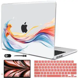 LCMOCICO Case Compatible with MacBook Air 13.6 inch 2025 2024 2023 2022 Release Model M2 A2681 M3 A3113 M4 A3240 Cover, Pattern Plastic Hard Shell for Mac Air 13.6" M4 2025 Touch ID, Ribbon Bird