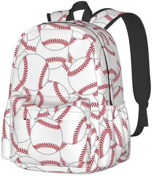 Jbofyee Baseball Texture Laptop Backpack For Men Women, Lightweight Daypack Bookbag For Daily Commutes Business Travel Hiking