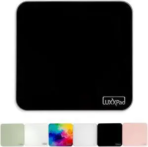 Glassboard Studio LuxxPad Glass Mouse Pad - Mouse Pad Gaming and Dry Erase Note Taking Pad, Tempered Strong Glass with Rubber Non-Slip Feet for Gaming & Work (Black, 7.5" x 8")