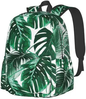 Jbofyee Palm Leaves Laptop Backpack For Men Women, Jungle Floral Pattern Lightweight Daypack Bookbag For Daily Commutes Business Travel Hiking