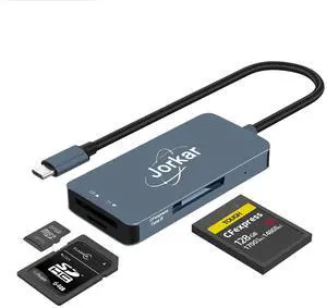 Jorkar CFexpress Type B Card Reader 10Gbps, 3 in 1 Type-B & SD & Micro SD TF Card Reader, USB C for CFE Type B Camera Memery Card Reader for Nikon Canon Panasonic (Not for XQD Card)