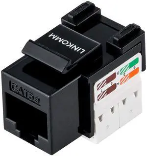 LINKOMM 25-Pack RJ45 Cat5e UTP Unshielded Keystone Jack with Punch Down Palm Holder (Black)