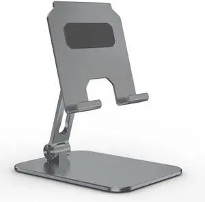 Otinlai iPad Stand iPad Holder Adjustable Height and Angle Tablet Stand Folding Tablet Holder Cell Phone Stand Aluminum, Suitable for Tablets and Cell Phones (Gray Business Style)