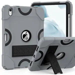 Grifobes for iPad 11-inch (A16) 2025 / 10th Generation Case 10.9 inch 2022, iPad 11th / 10th Case with Pencil Holder Heavy Duty Rugged Protective Cover with Kickstand for Girls Kids Dark Grey