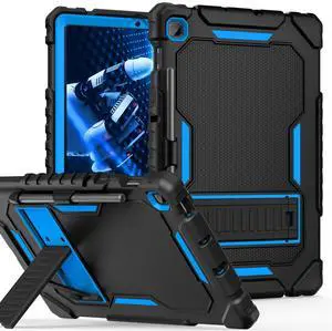 Grifobes Case for Samsung Galaxy Tab S6 Lite 10.4 inch 2024/2022/2020 with S Pen Holder, Heavy Duty Military Grade Shockproof Rugged Protective 10.4" Cover with Stand (Black+Blue+Black)
