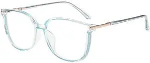 GUDVUE Oversized Blue Light Glasses, Computer Reading/Gaming/Phones Glasses, Anti Glare/UV400/Eye Strain, Large Square Frame, Cat Eye Blue