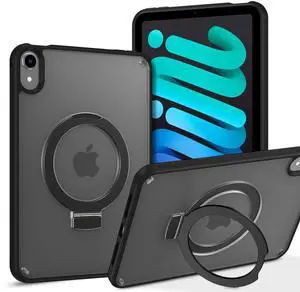 GUAGUA for iPad Mini 7 Case 2024 (A17 Pro), iPad Mini 7th/6th Generation Case with Stand(2024/2021) 8.3'' Translucent Matte Back Slim Shockproof Protective Kickstand Case for iPad Mini 7th/ 6th, Black