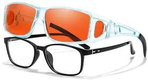 LVIOE Blue Light Blocking Over Glasses for Computer Gaming Phone TV Eyeglasses Anti Eyestrain Improve Sleep Quality LB0311M