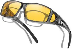 LVIOE Wraparound Oversized Blue Light Blocking Glasses Square TR90 Big Large Huge Trendy Fit Over Glasses Men Women LB0311Y