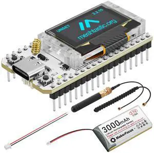 MakerFocus ESP32 LoRa V3 Development Board with 3000mAh Battery and 915MHz Antenna, Integrated WiFi Bluetooth SX1262 CP2102 0.96-inch OLED Display Type C for Meshtastic IoT Arduino Intelligent Scene