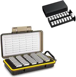 Memory Card Case + LR44 Holder:Memory Card Case with Button Round Battery Storage Case
