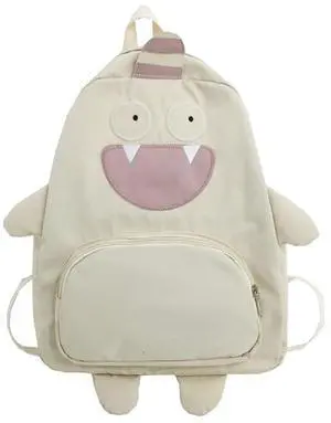 KOWVOWZ Kawaii Frog Large Novelty Backpack Girl Boy Teen Cute Fuuny Panda Animal High School Backpack Laptop Waterproof Bookbag (White)