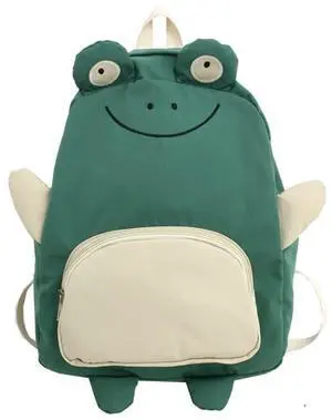 KOWVOWZ Kawaii Frog Large Novelty Backpack Girl Boy Teen Cute Fuuny Panda Animal High School Backpack Laptop Waterproof Bookbag (Frog)