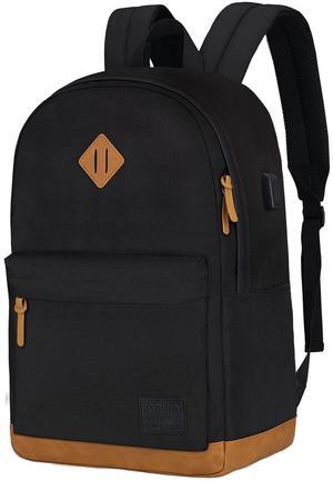 KOPHLY Large Travel Laptop Backpack with USB Charging Port for Men and Women, Classic School Backpack for Boys and Girls, Work Bag(18Inches/Black)