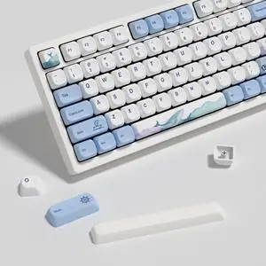 YMKPVR KBDiy Ocean Whale KOA Profile Keycaps 75 Percent,Dye-Sublimation PBT Blue Cute Custom Keyboard Keycap,135 Key Cap Set for Cherry Gateron MX Switches Mechanical Keyboards