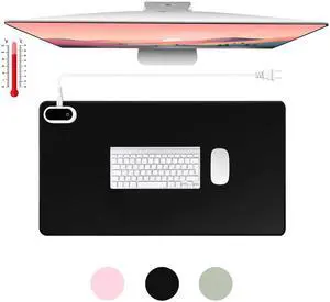 Konohan Heated Large Desk Mat PU Leather Warm Mouse Pad with 5 Heating Level & 4 Hour Auto Shut-Off Heating Keyboard Pad Warmer Gaming Mouse Pad for Office Home (Black Color,23.6"x 14.2")